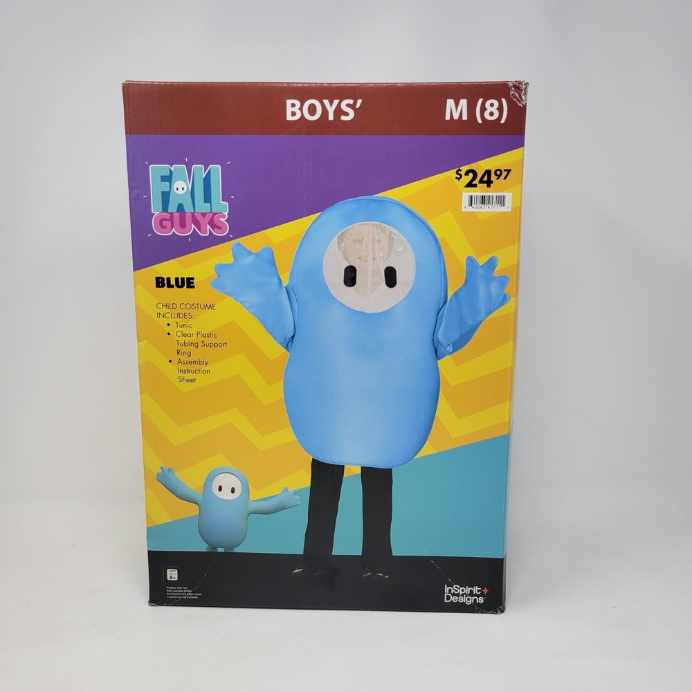 Kids Fall Guys Blue Polyester Tunic Blue Costume - Medium‎ (8)